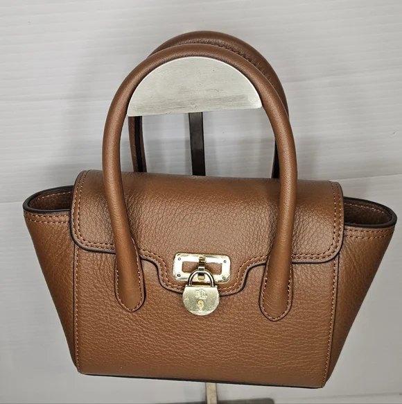 Lauren Ralph Lauren Pebbled Leather Small Tanner SatchelTan - Picture 1 of 5